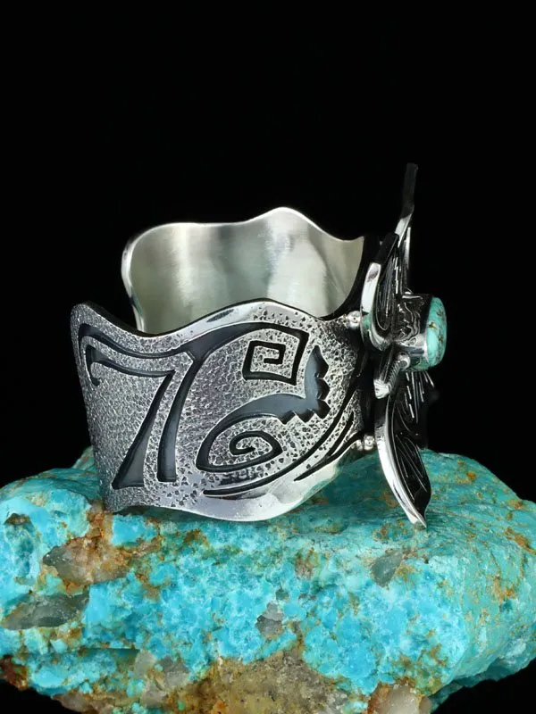 Navajo Dry Creek Turquoise Butterfly Sterling Silver Cuff Bracelet