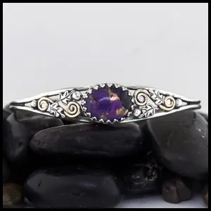 Oak Leaf Cuff Bracelet with Purple Turquoise