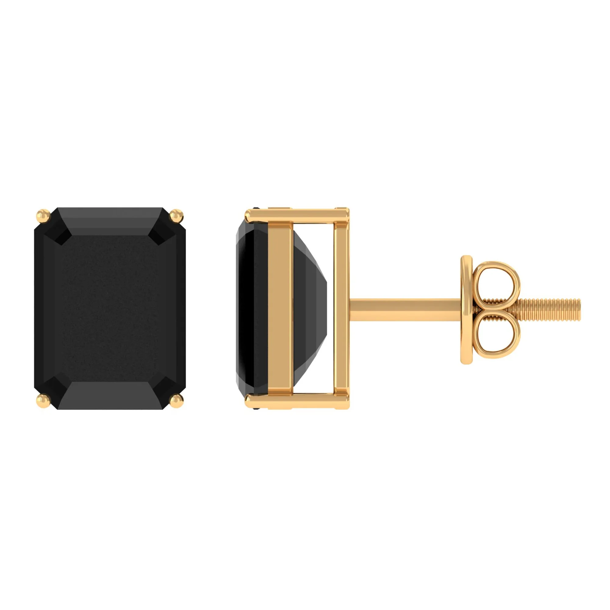 Octagon Shape Created Black Diamond Solitaire Stud Earrings