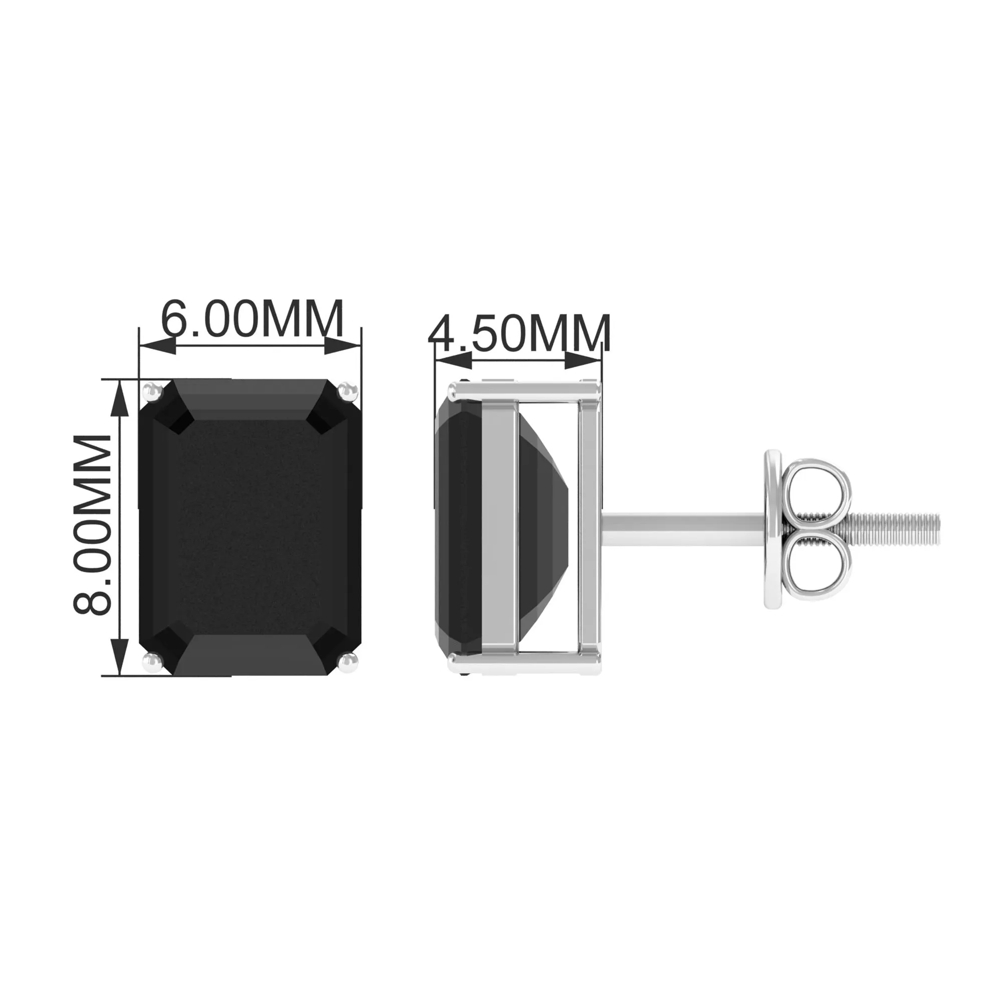 Octagon Shape Created Black Diamond Solitaire Stud Earrings
