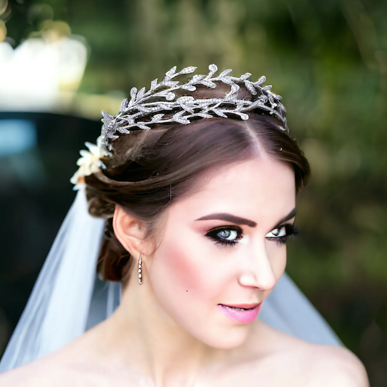 Olive Branches Vine Leaves Micro-paved Cubic Zirconia Tiara