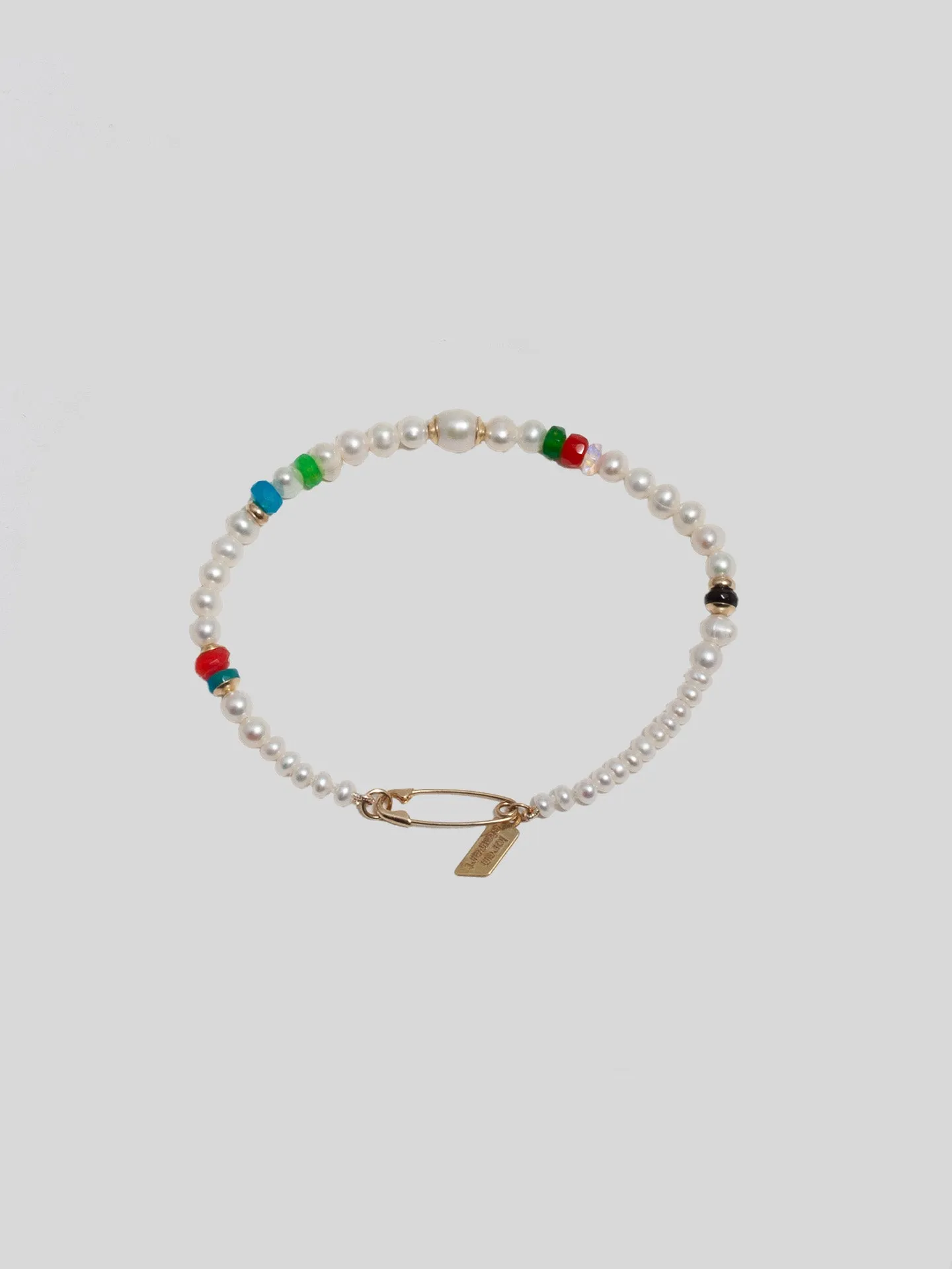 Opal & Pearl Safety Pin Bracelet