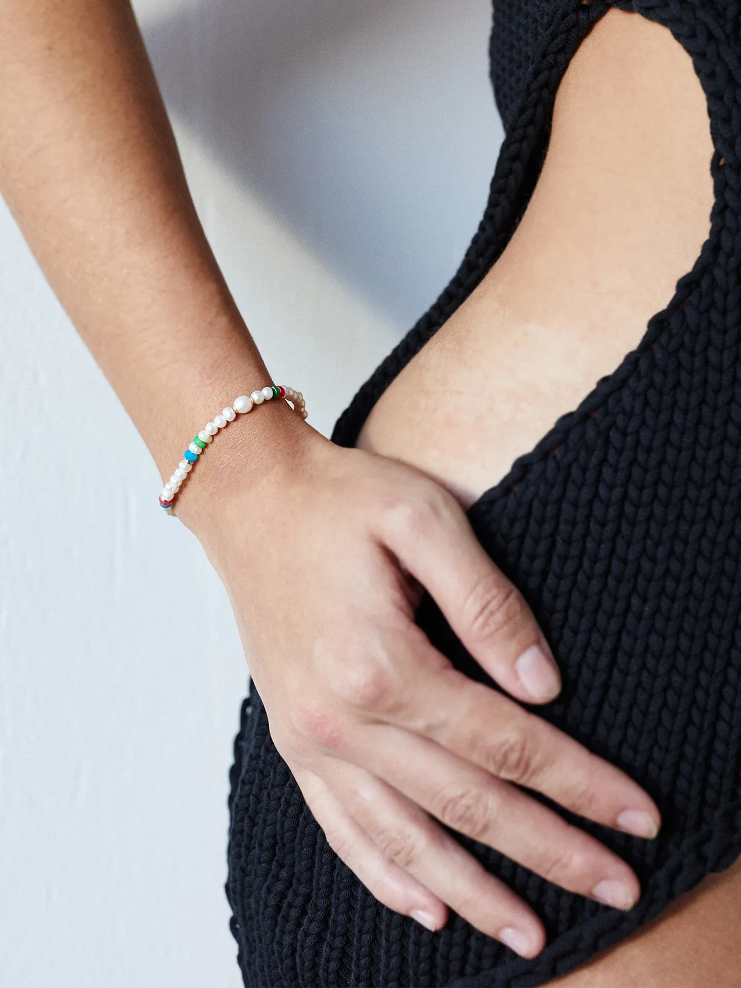 Opal & Pearl Safety Pin Bracelet