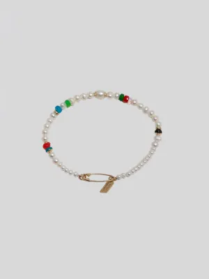 Opal & Pearl Safety Pin Bracelet