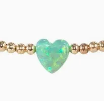 Opal Heart Station Stretch Bracelet