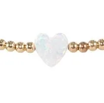 Opal Heart Station Stretch Bracelet