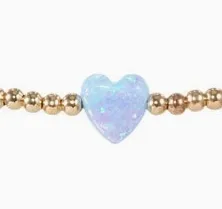 Opal Heart Station Stretch Bracelet