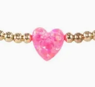 Opal Heart Station Stretch Bracelet