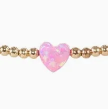 Opal Heart Station Stretch Bracelet