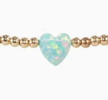 Opal Heart Station Stretch Bracelet