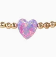 Opal Heart Station Stretch Bracelet