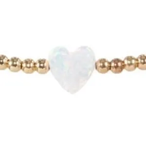 Opal Heart Station Stretch Bracelet