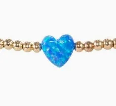 Opal Heart Station Stretch Bracelet