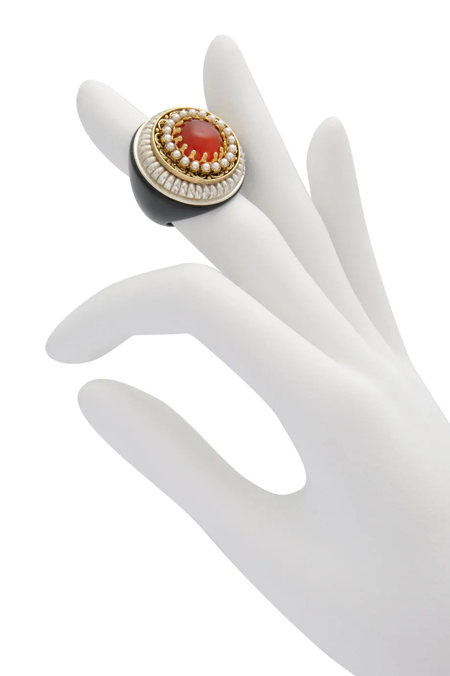 ORANGE STONE Pearl Cluster Cocktail Ring