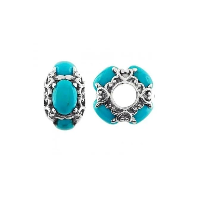 Oxidised Silver & Turquoise Wheel Charm S379TQ
