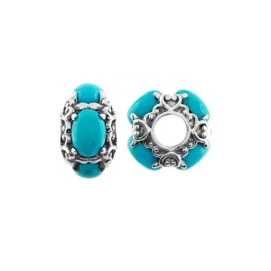 Oxidised Silver & Turquoise Wheel Charm S379TQ