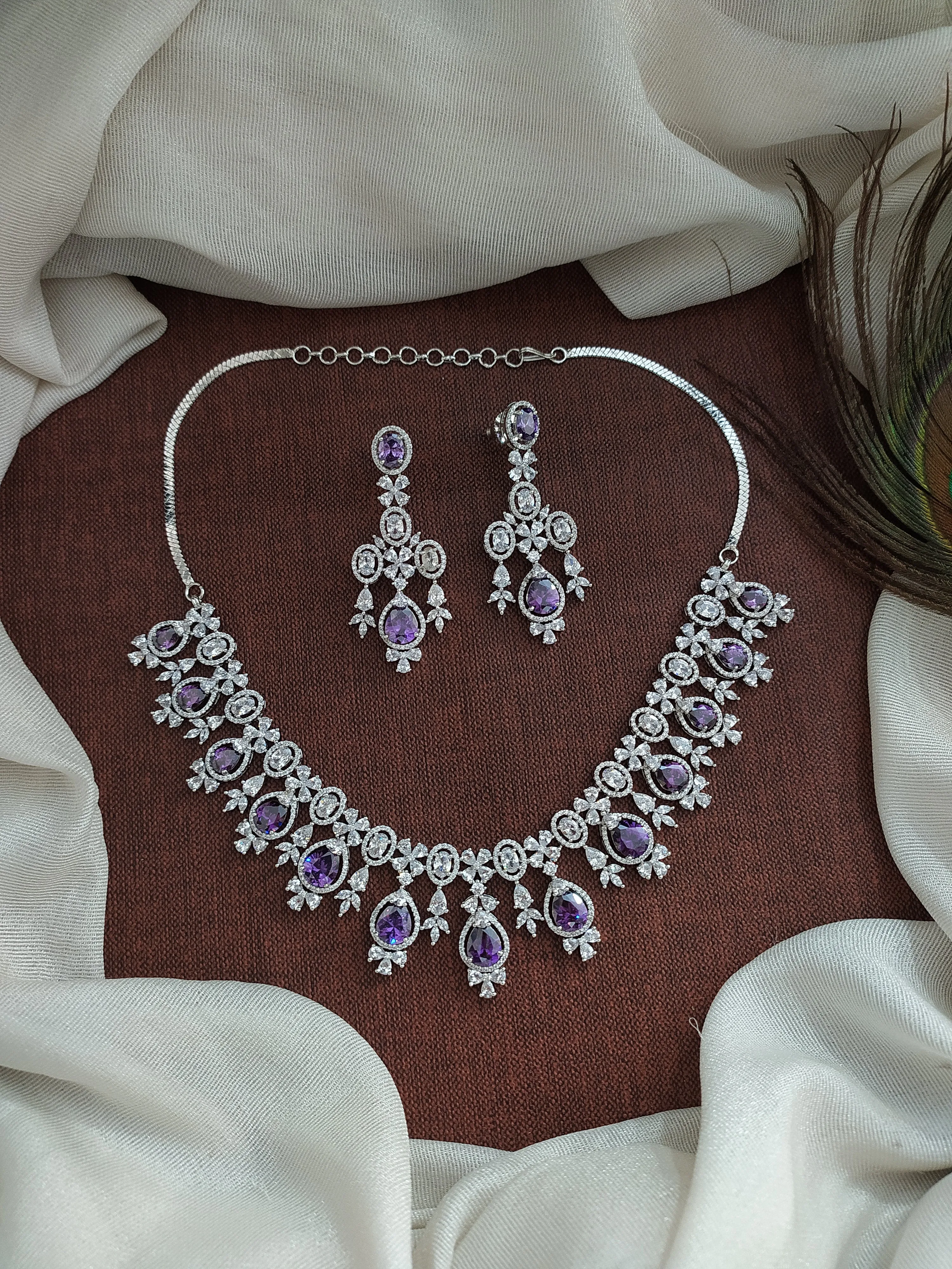 Pear and Oval Shaped Stones Zircon Necklace Set