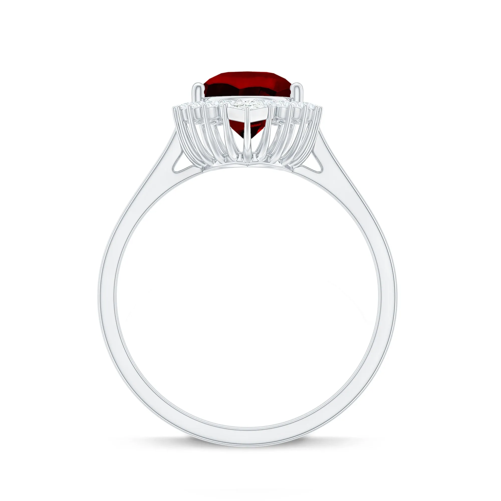 Pear Shaped Created Ruby and Diamond Halo Cocktail Ring