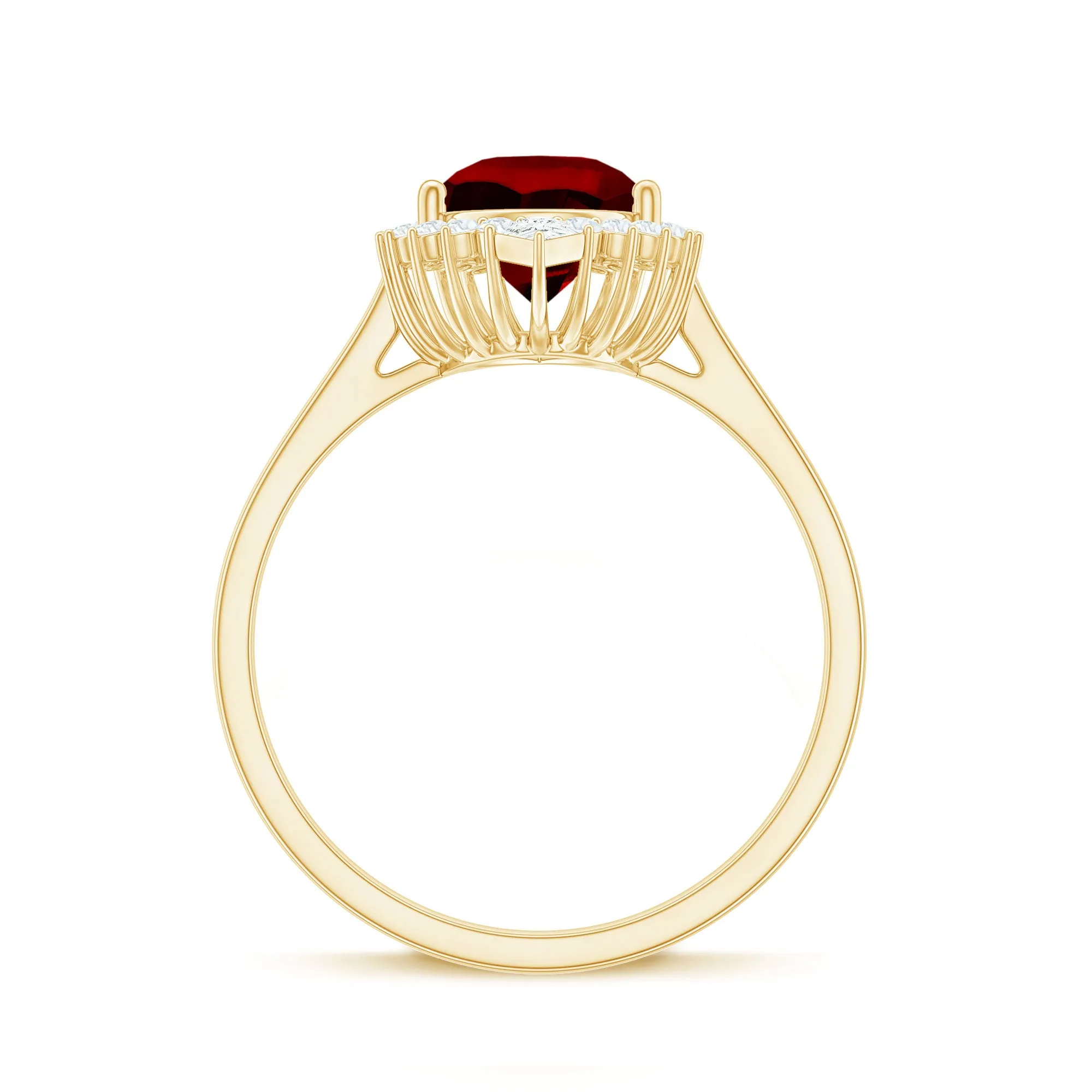Pear Shaped Created Ruby and Diamond Halo Cocktail Ring