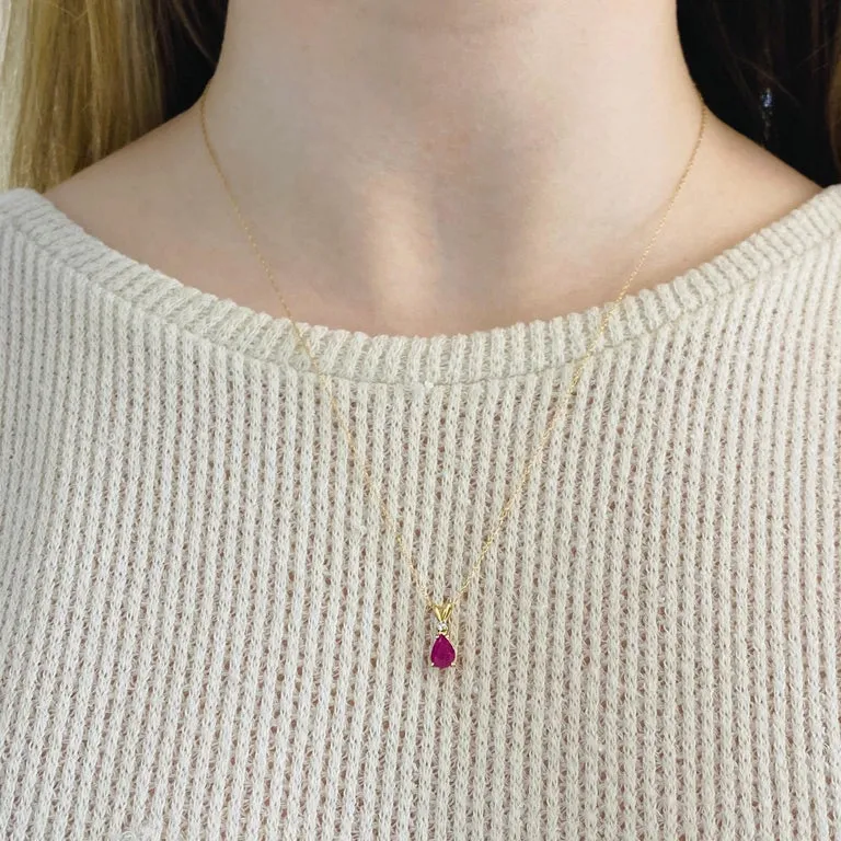 Pear Shaped Ruby Necklace