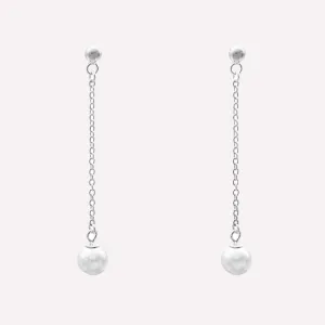 PEARL DANGLE CLIP-ON EARRINGS IN SILVER
