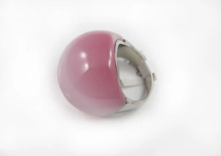 Pink Glass Dome Cocktail Ring
