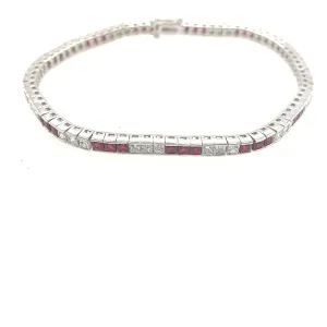 Princess Cut Ruby & Diamond Bracelet