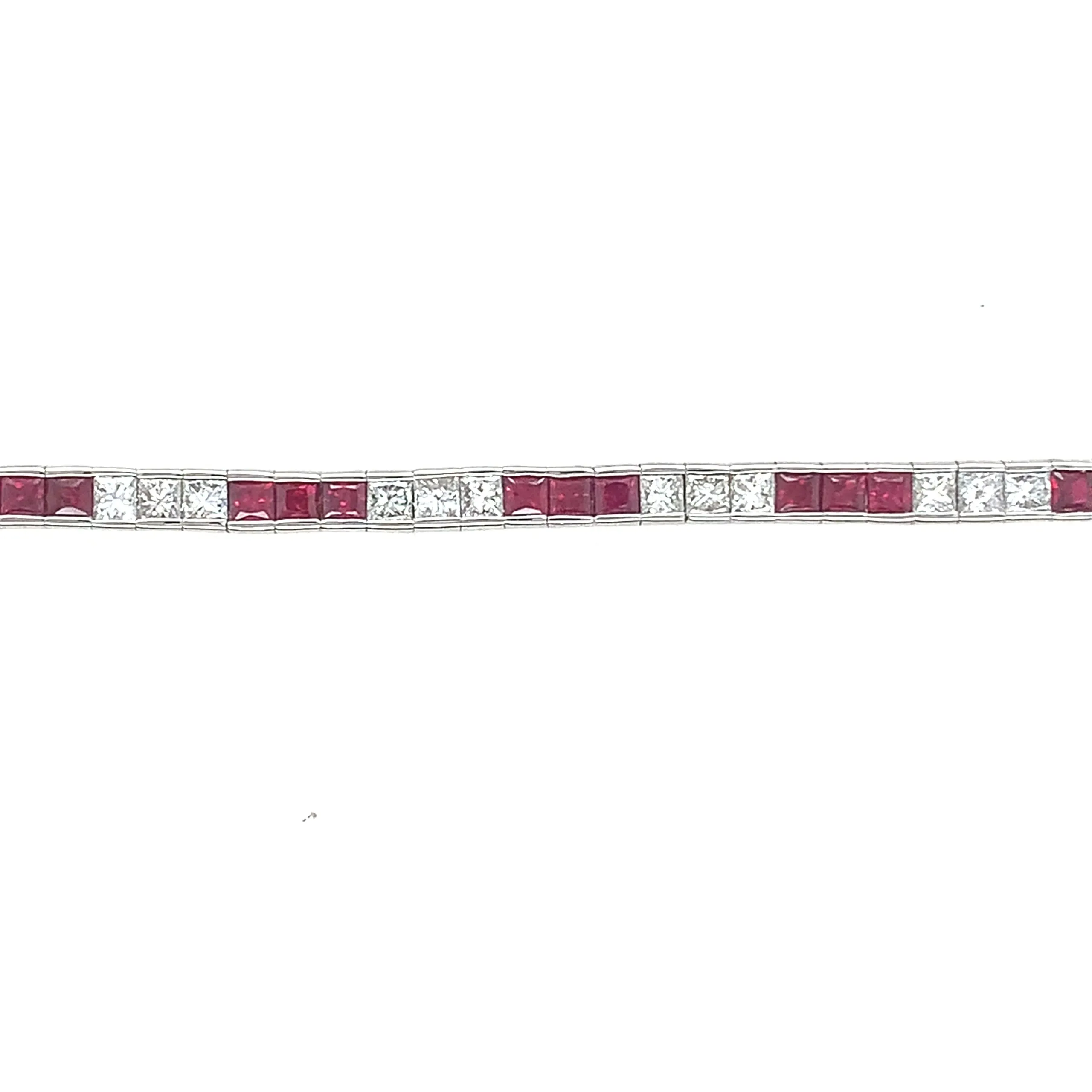 Princess Cut Ruby & Diamond Bracelet