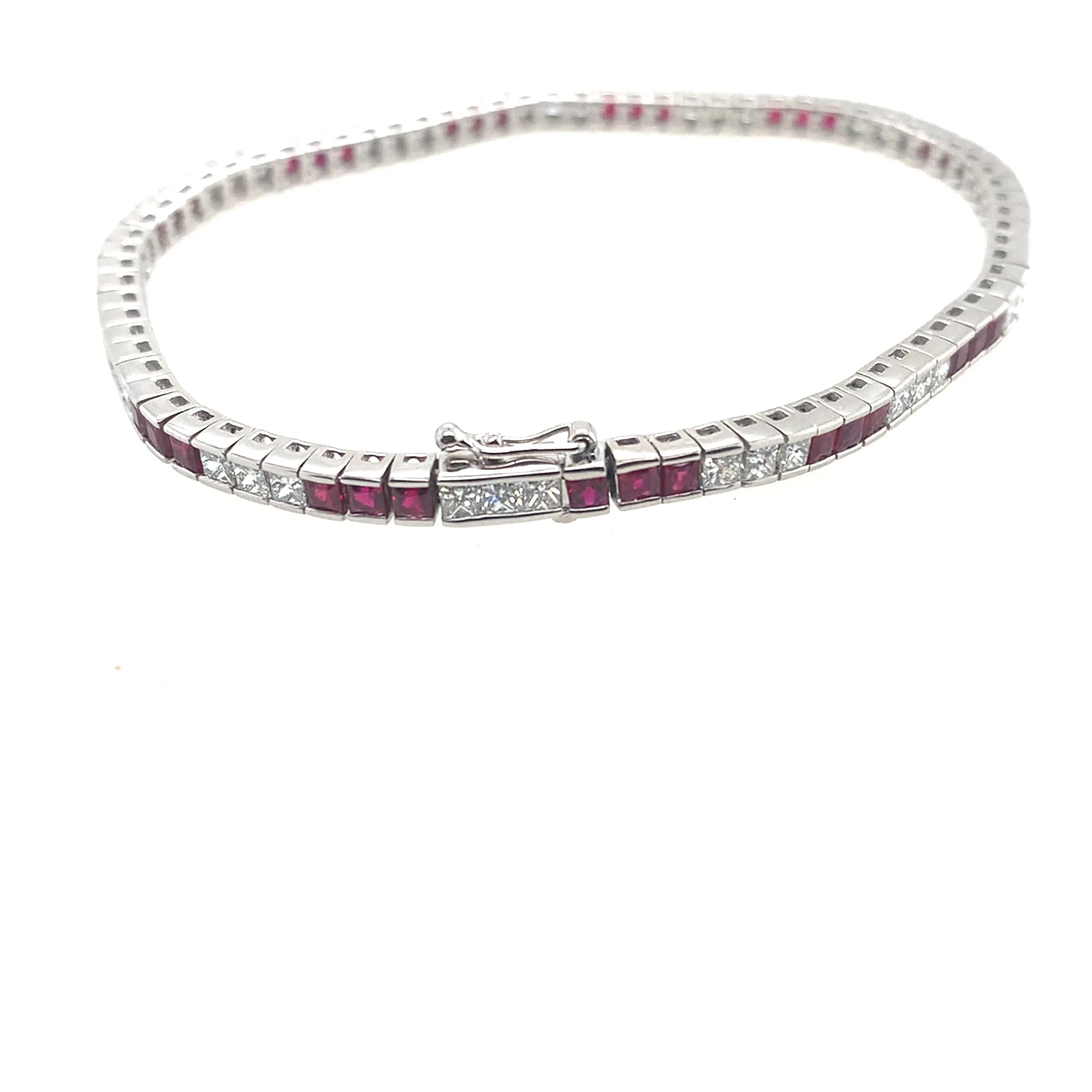Princess Cut Ruby & Diamond Bracelet