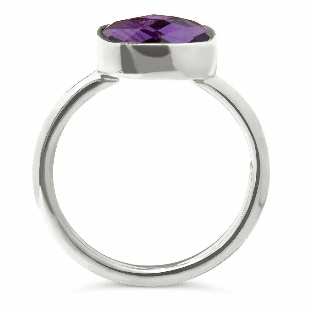 Purple Amethyst Cocktail Ring | Silver