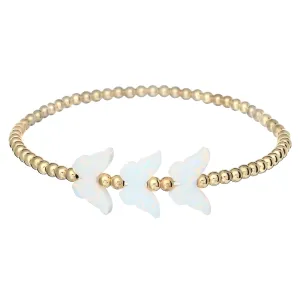 "TRIPLE BUTTERFLY" Opal Charm and Gold Filled Ball Beaded Bracelet