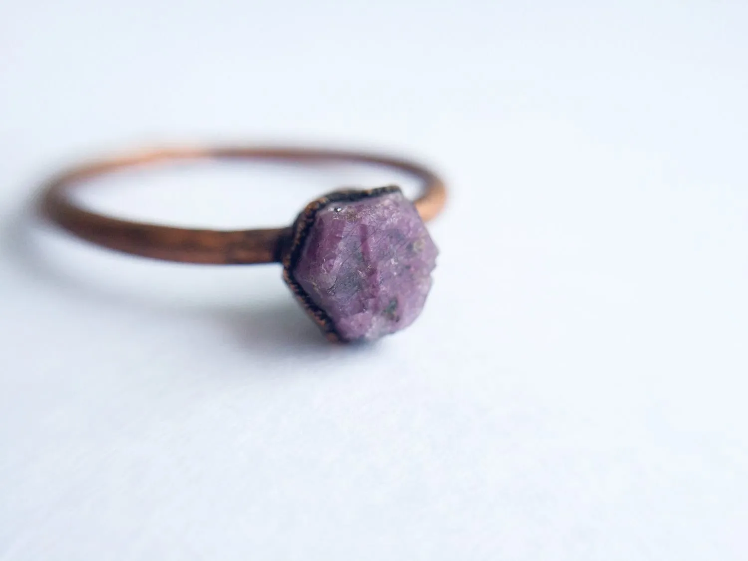 Raw ruby ring | Red ruby stacking ring