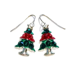Red and Green Christmas Tree Earrings