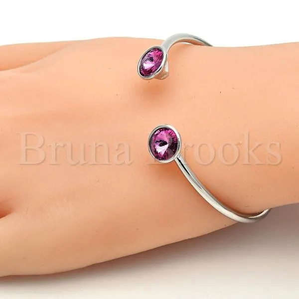 Rhodium Plated Individual Bangle, with Swarovski Crystals, Rhodium Tone