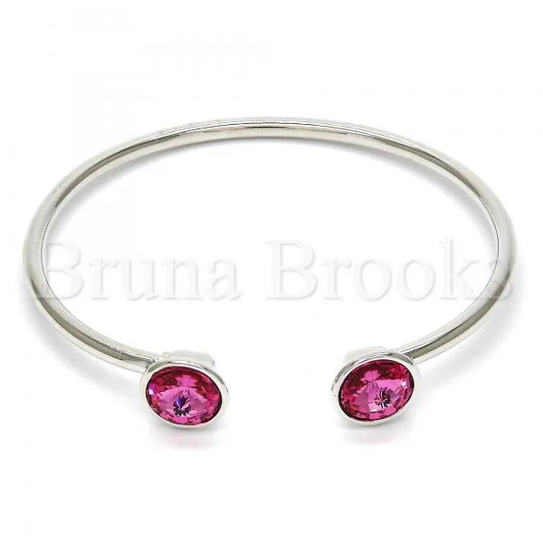 Rhodium Plated Individual Bangle, with Swarovski Crystals, Rhodium Tone