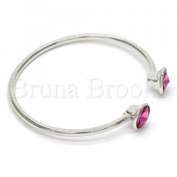 Rhodium Plated Individual Bangle, with Swarovski Crystals, Rhodium Tone