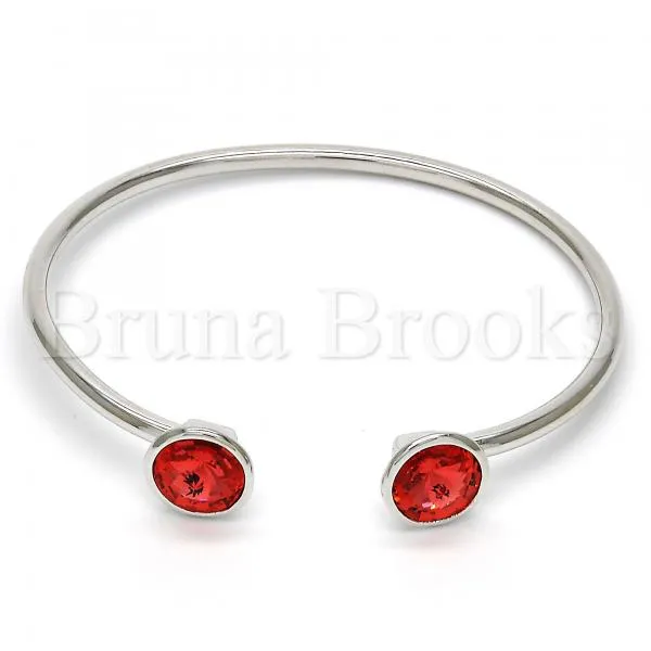 Rhodium Plated Individual Bangle, with Swarovski Crystals, Rhodium Tone
