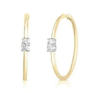 Roberto Coin Perfect Diamond Hoop 18K Yellow Diamond Accented Hoop Earrings