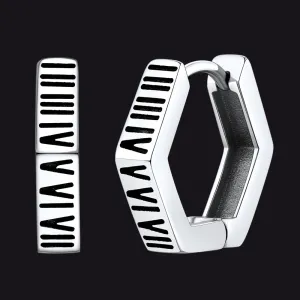 Roman Numerals Hexagon Hoop Earrings For Men