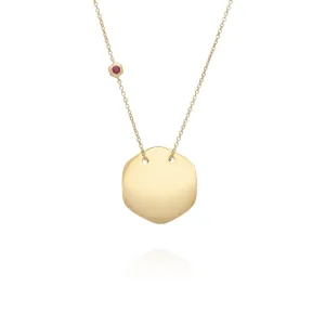 Rubin Gravur Halskette in Vergoldetem Sterling Silber
