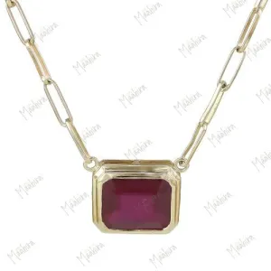Ruby 10x8mm Paper clip Chain Necklace 13x11mm