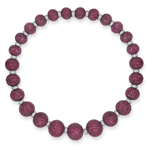 Ruby & Diamond Ball Necklace