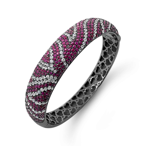 Ruby & White Sapphire Zebra Bangle Bracelet