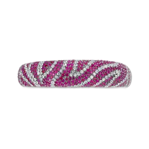 Ruby & White Sapphire Zebra Bangle Bracelet