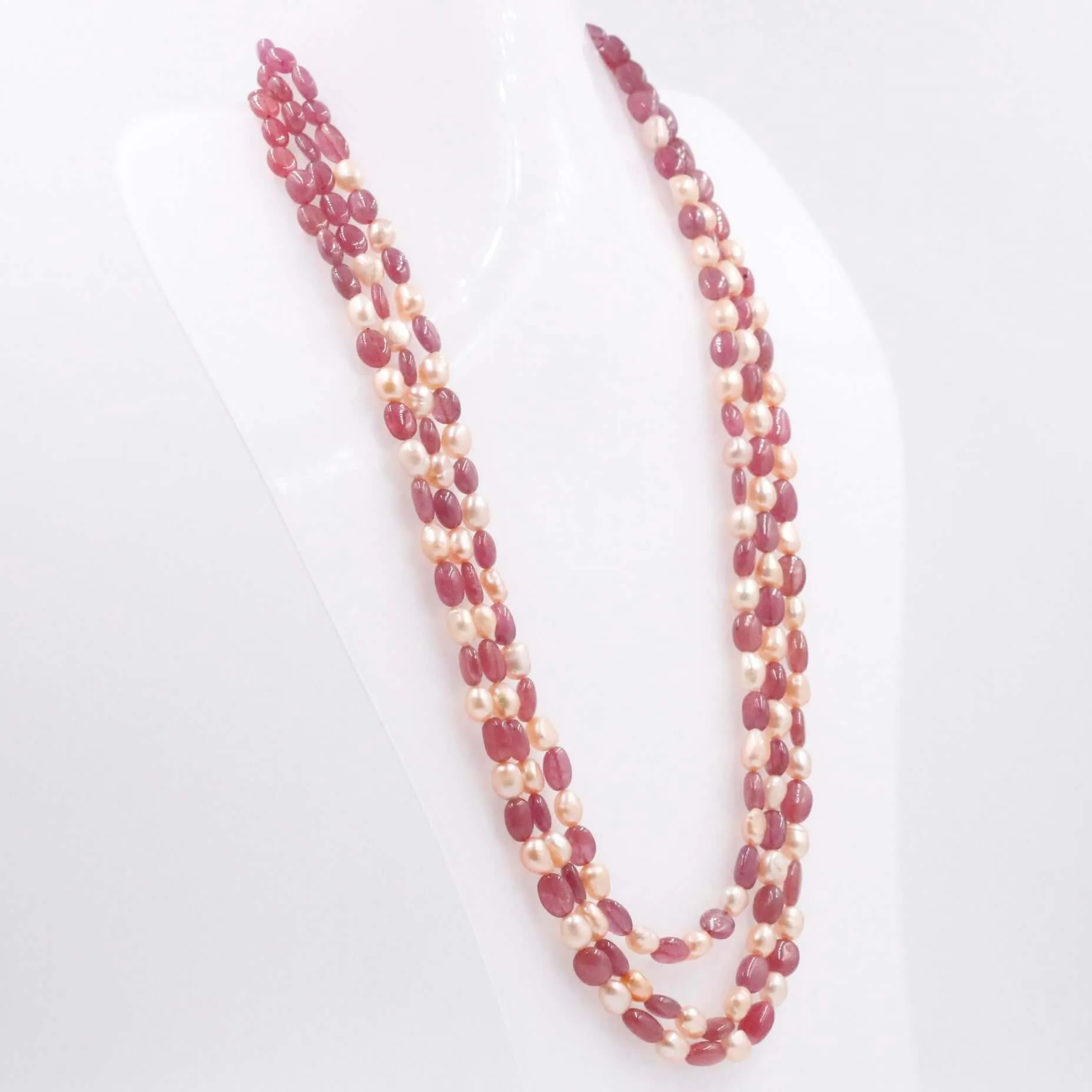 Ruby and Pearl Necklace Layered Necklace Gemstone Necklace Long Necklace Sarafa Necklace Multi Strand Necklace SKU 6143333