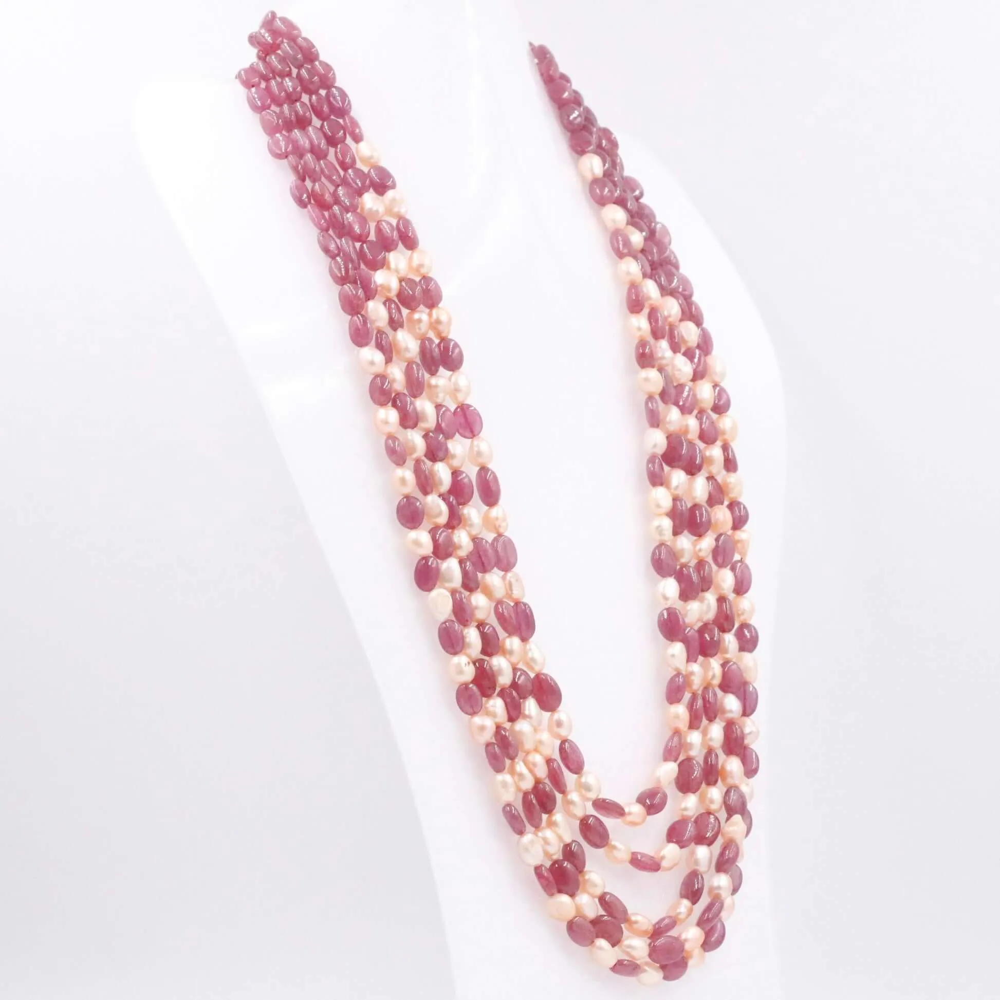 Ruby and Pearl Necklace Layered Necklace Gemstone Necklace Long Necklace Sarafa Necklace Multi Strand Necklace SKU 6143333