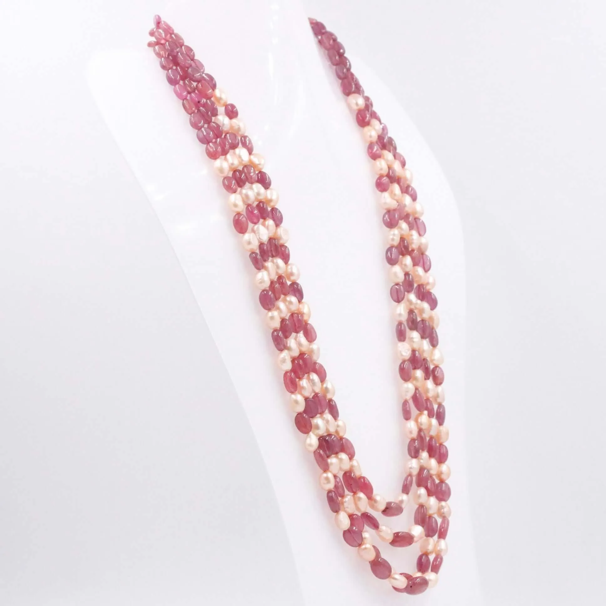 Ruby and Pearl Necklace Layered Necklace Gemstone Necklace Long Necklace Sarafa Necklace Multi Strand Necklace SKU 6143333
