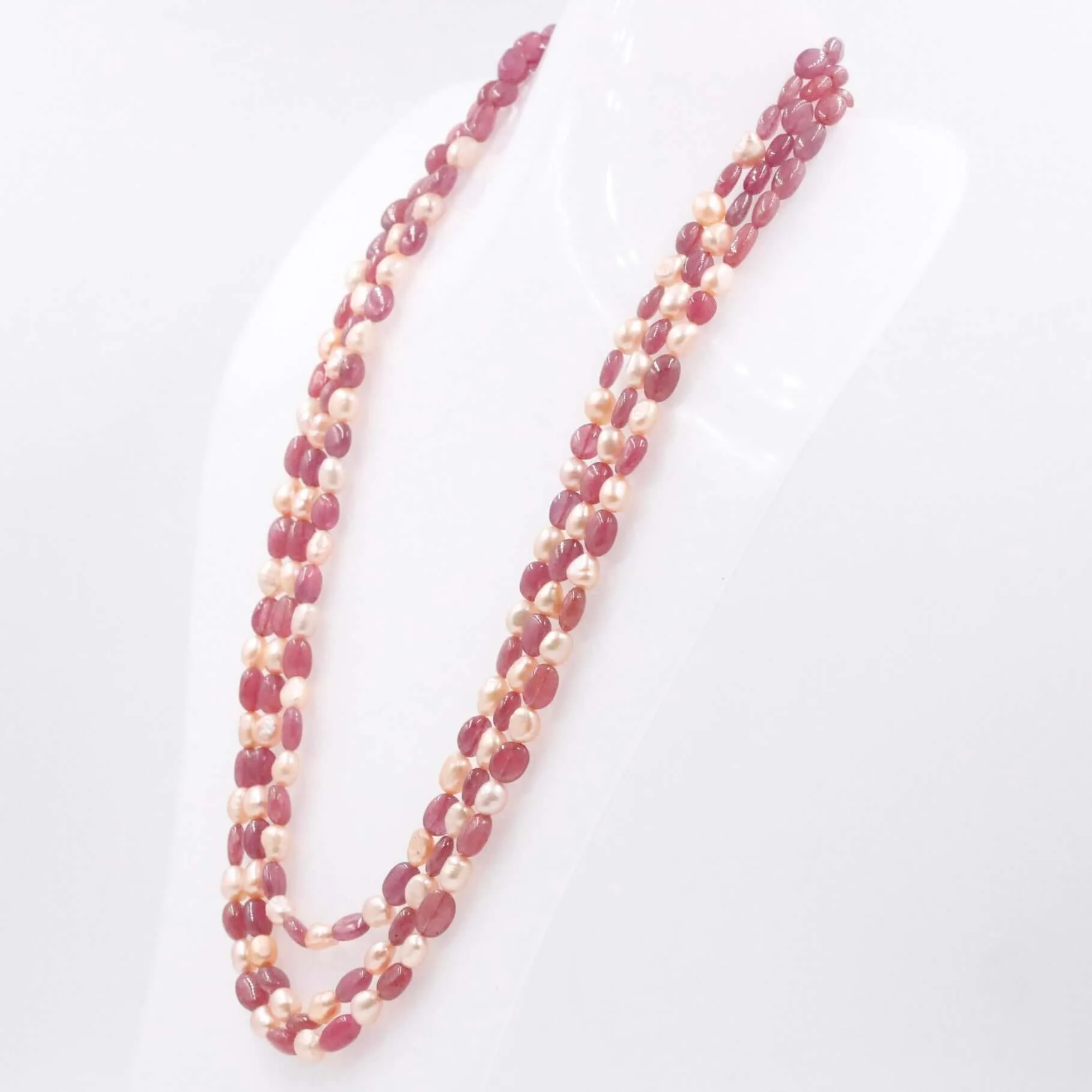 Ruby and Pearl Necklace Layered Necklace Gemstone Necklace Long Necklace Sarafa Necklace Multi Strand Necklace SKU 6143333