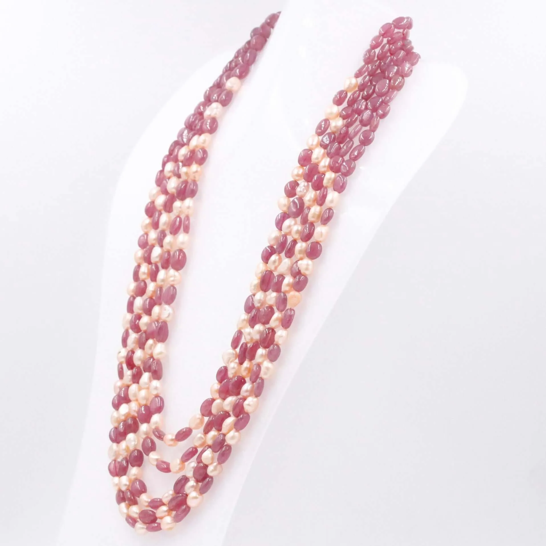 Ruby and Pearl Necklace Layered Necklace Gemstone Necklace Long Necklace Sarafa Necklace Multi Strand Necklace SKU 6143333