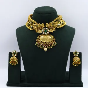 Ruby Green Gold Look Choker Set 4525-8590